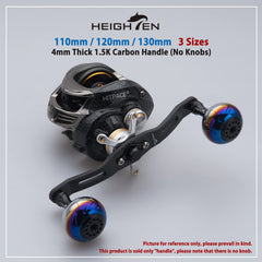 Heighten 110mm carbon fishing reel handle without knob - side view