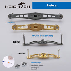 HEIGHTEN 120mm silver reel handle with components - top view