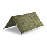 Helikon-Tex Supertarp Wildwood camo offers woodland shelter in rugged terrain.