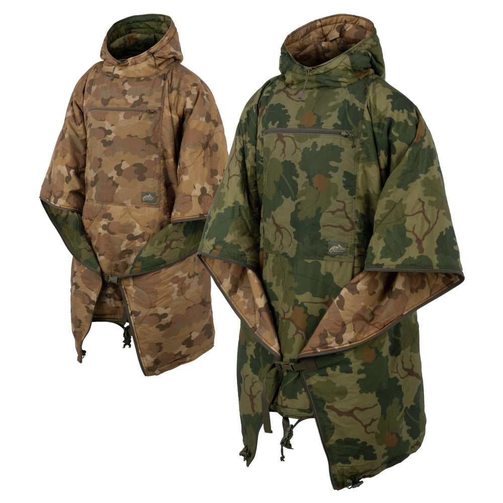 Helikon-Tex Swagman Roll Desert Night Poncho image shows versatile rain shelter for outdoor adventures.