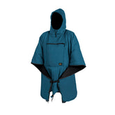 Helikon-Tex Swagman Roll Poncho Aqua Blue packed for travel and quick weather protection