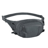 Helikon-Tex Possum waist pack in shadow grey, front pocket with patch area for badges.