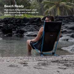 Helinox Beach Chair side pockets store small essentials for easy reach.