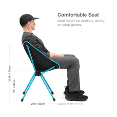 Helinox Café Chair aluminum-frame strength supports up to 320 pounds in rugged outdoor settings.
