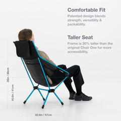 Helinox Chair One Highback backrest detail highlights the new tension line for even weight distribution.