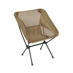 Helinox Chair One XL front view in coyote tan for relaxed camping seating.