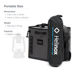 Helinox Chair One XL seat height 14.5 inches improves comfort on uneven ground.