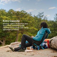 Chair Zero ultralight seat close-up highlights durable fabric for outdoors.