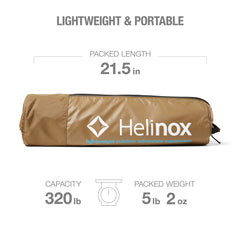 Helinox Cot One aluminum legs close-up highlight light, sturdy support.