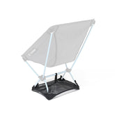 Helinox ground sheet attached to Chair Zero for stable setup on uneven ground