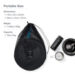 Helinox packable side table with 14-inch top in use outdoors