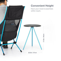 Helinox packable side table collapsed for travel storage