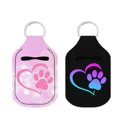 HELLHERO dog paw print keychain holder pack keeps sanitizer within reach during travel