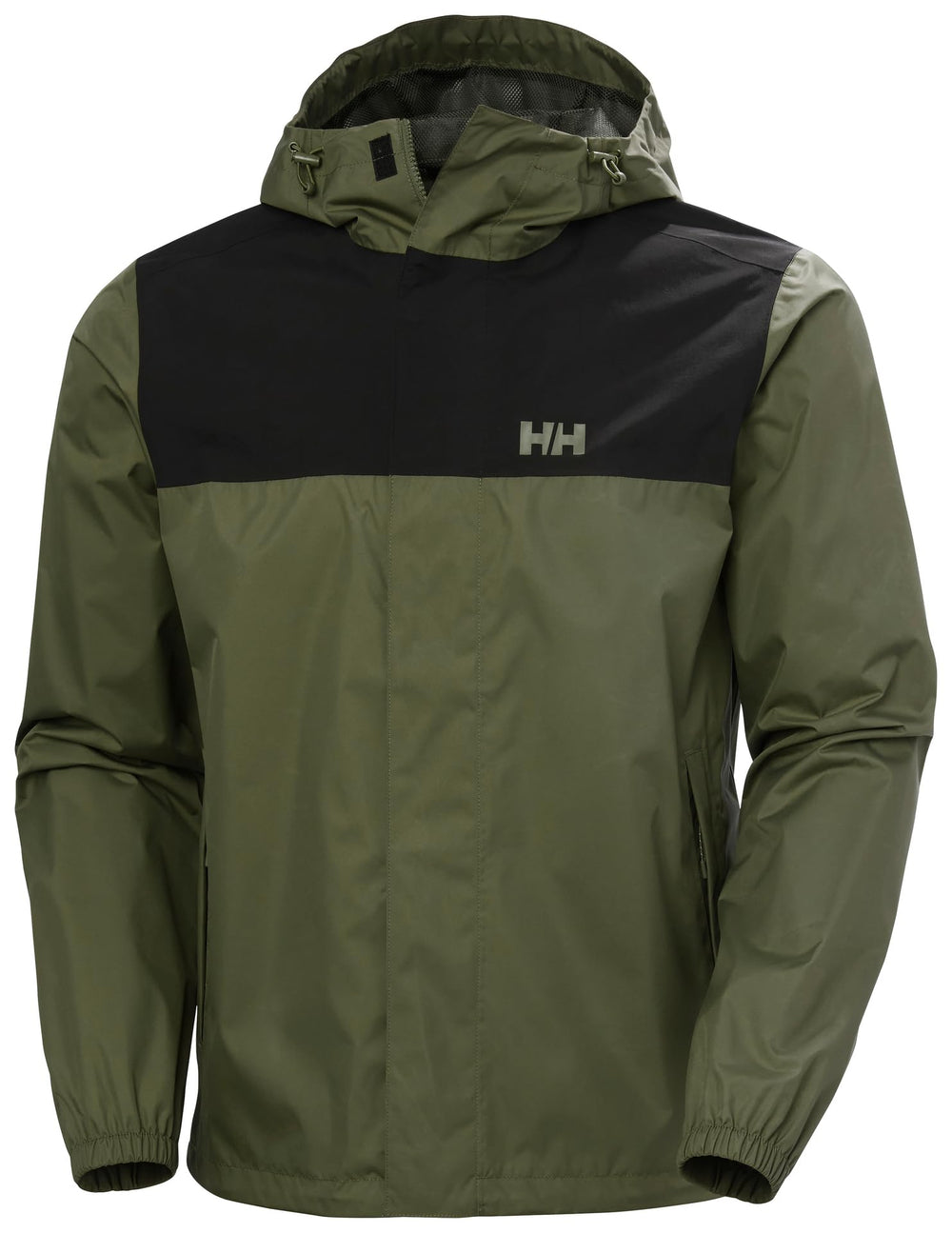 Helly Hansen Vancouver rain jacket hood adjustment provides secure fit in wet weather.