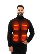 HENNCHEE heated fleece jacket front view with dual heating zones for everyday warmth