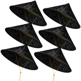 Pack of six Henoyso black bamboo farmer hats in the package