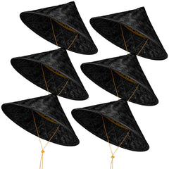 Pack of six Henoyso black bamboo farmer hats in the package
