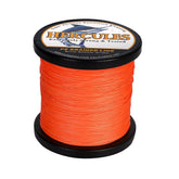 HERCULES braided fishing line 12-strand orange spool for improved casting distance and sensitivity.