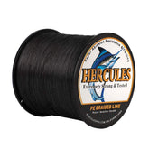 HERCULES braided line spool black 1000m showing spool and line smoothness for casting.