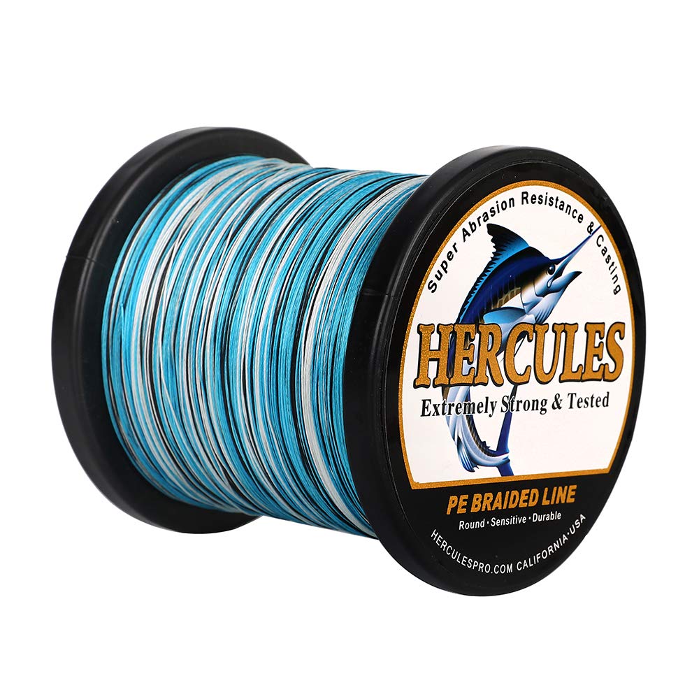 HERCULES braided line spool blue camo demonstrates high strength for heavy setups.