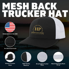 Heritage Pride embroidered mesh back hat with bold neon accents