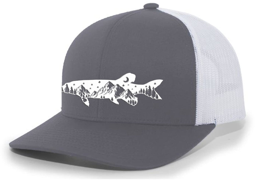 Heritage Pride Freshwater Fish Forest Mountain Pike hat front view with bold embroidery for outdoor style.