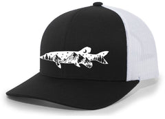 Heritage Pride Freshwater Fish Forest Mountain hat front view with outdoor-ready embroidery