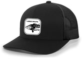 Heritage Pride largemouth bass hat with embroidered patch for outdoor fishing style.