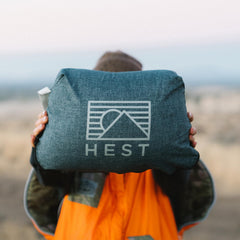 HEST Camp Pillow Large shredded memory foam detail for responsive support.