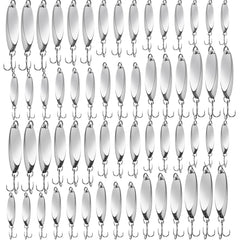 HESTYA 40-piece fishing lures spoons in silver finish for versatile freshwater and saltwater fishing