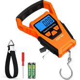 HEETA waterproof fishing scale with backlit LCD display in orange