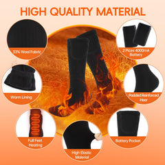 Hettluo heated socks soft polyester blend fabric for breathable warmth