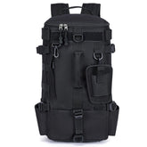 Hevio Fishing Backpack in black showing large interior capacity