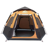 Hewolf tent pop-up setup offers instant shelter after a long hike.