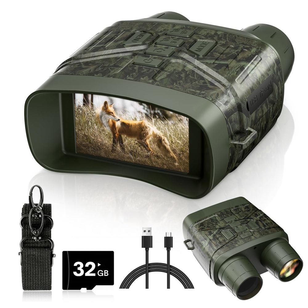 HEXEUM night vision goggles with a 3-inch display enable clear night viewing and quick photo capture.