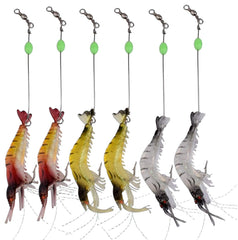 HEXJOZEI shrimp lure in red color on a fishing hook