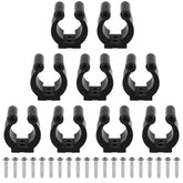 Heyous 10-piece fishing rod clip holder – black nylon plastic, front view