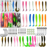 Hfuiqau Paddle Tail Swim Baits Kit cover with tackle box