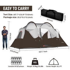 HG Hikergarden 10person tent interior-spacious shows standing room for ten campers.