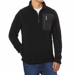 HI-TEC men’s thermo fleece quarter-zip pullover black back view, versatile layering option.