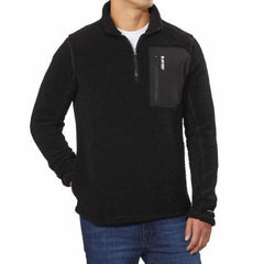 HI-TEC men’s thermo fleece quarter-zip pullover black front view, cozy warmth for chilly commutes.