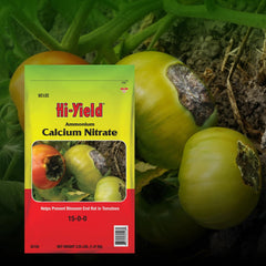 Hi-Yield ammonium calcium nitrate on tomatoes promotes calcium uptake during fruiting.