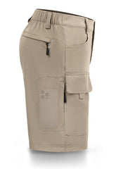 Hiauspor men's hiking cargo shorts front view in camel for all-day comfort