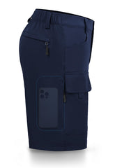 Hiauspor men's hiking cargo shorts navy 46 front view showing breathable quick-dry fabric.