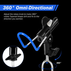 Hifisher rod holder with 180° vertical and 360° horizontal rotation.