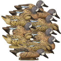 Higdon Outdoors Blue Wing Teal Decoy close-up with deep feather carvings for realism.