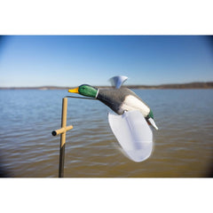 Articulating design creates whiffling motion resembling a finishing duck.