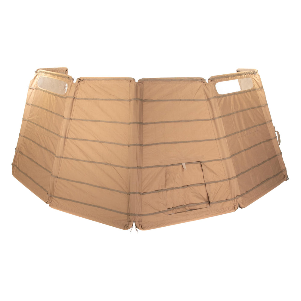 Higdon Outdoors H-Frame Panel Blind dirt front view for quick concealment and rugged fabric.