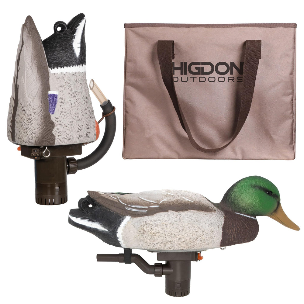 Higdon Outdoors Pulsator Pro-Swimmer Drake Combo Bag in action, enhancing authentic motion for duck spreads