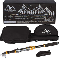 High Altitude 5.5ft telescopic fishing rod in black and gold